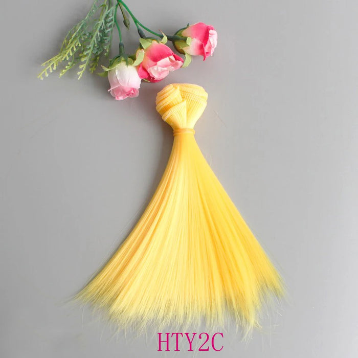 1 pz Capelli della bambola 15 cm 25 cm Rosa Giallo Viola Verde Blu Colore Parrucche per bambole diritte per accessori fai da te fatti a mano russi