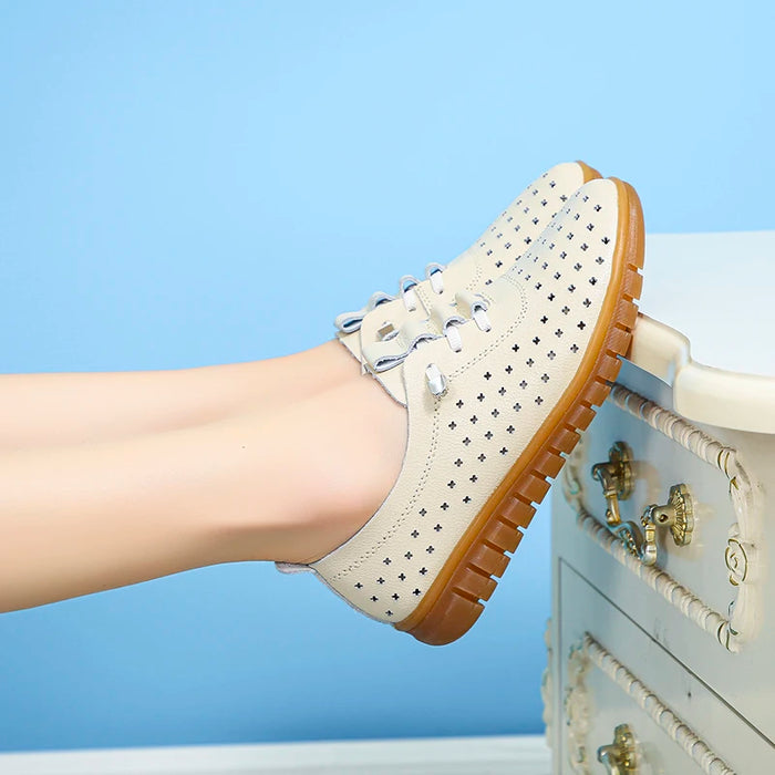 Mocassini estivi in vera pelle Scarpe casual da donna Mocassini Calzature da donna con punta morbida Scarpe basse da donna bianche