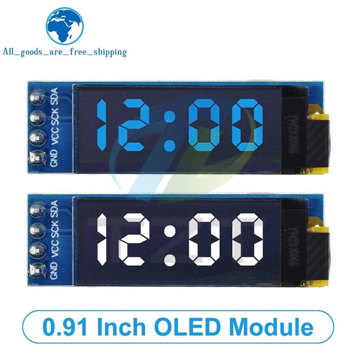 TZT Modulo OLED da 0,91 pollici Bianco/Blu OLED 128X32 OLED Modulo display LCD a LED 0,91 "IIC Comunicare per Arduino ROHS