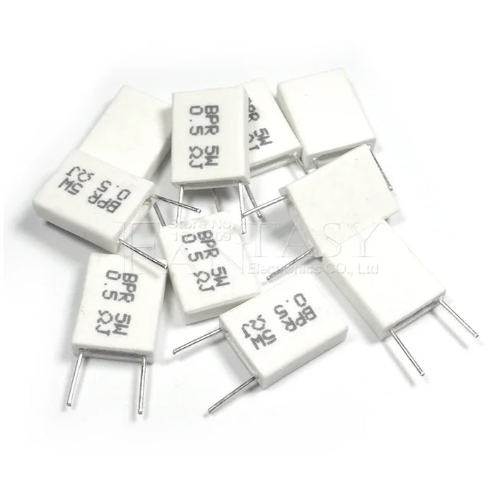 10pcs BPR56 5W 0.001 0.1 0.15 0.22 0.25 0.33 0.5 ohm Non-induttiva Resistenza di Cemento Ceramico 0.1R 0.15R 0.22R 0.25R 0.33R 0.5R