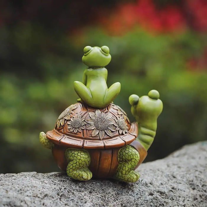 Carino tartaruga e rane scultura in resina decorazione del giardino di casa ornamenti statua animale per la decorazione del giardino della stanza del partito regalo divertente