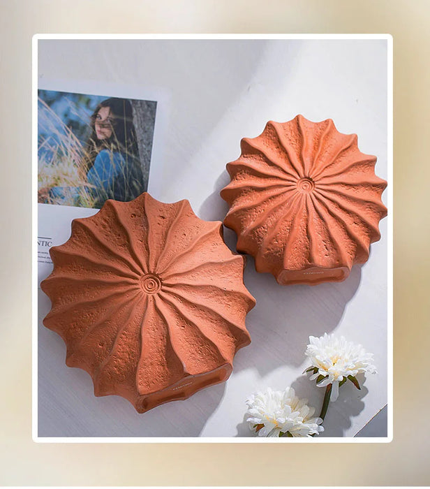 Minimalismo vaso in ceramica a forma di conchiglia vasi floreali idroponici vasi di fiori di conchiglia arancione disposizione dei fiori decorazione della scrivania