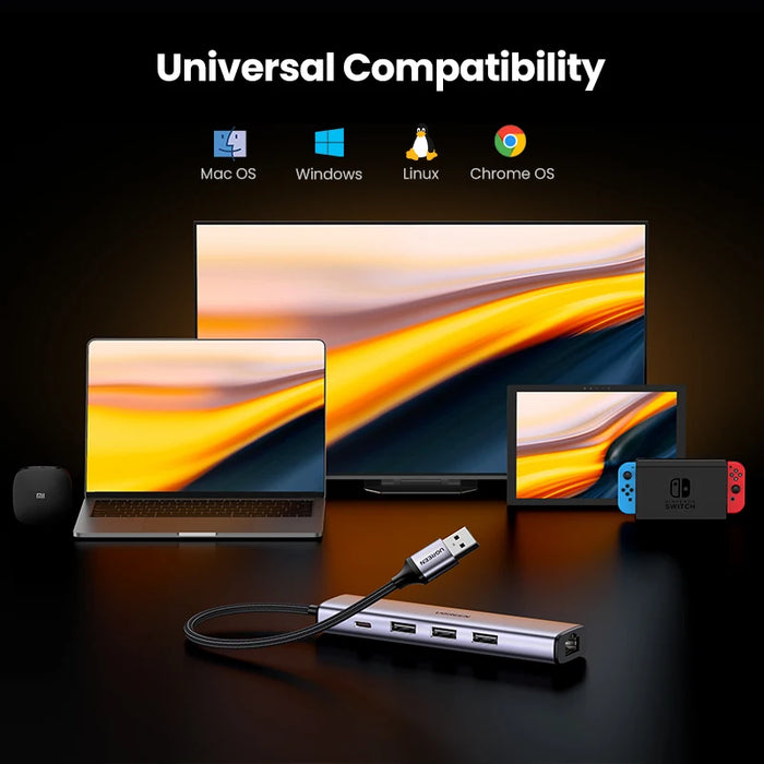 UGREEN USB Ethernet Adapter 1000/100Mbps USB3.0 HUB RJ45 Lan per PC portatile Xiaomi Mi Box Macbook Windows USB-C HUB scheda di rete