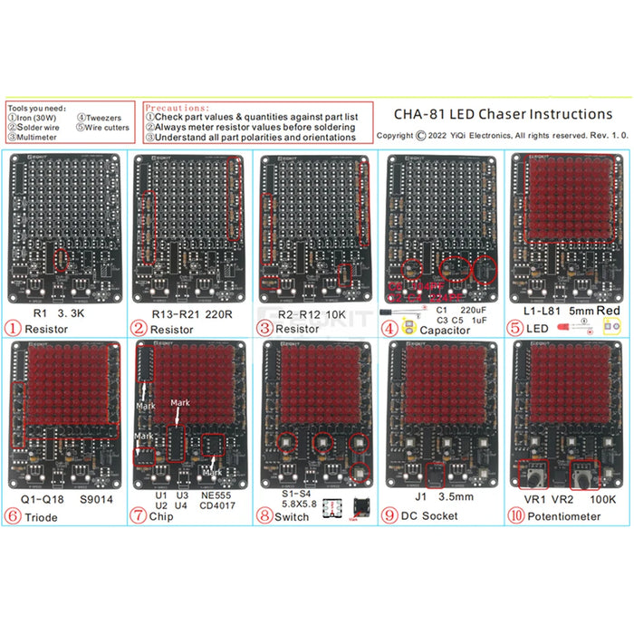 Cha-81 LED Tracking Light Parts kit elettronici fai da te kit luce LED modulo elettronico DC5-9V