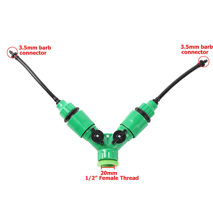 Valvola shunt tipo Y Sistema di irrigazione da giardino Splitter acqua Connettore rapido a forma di Y a 2 vie Adattatore per rubinetto dell'acqua Regolatore dell'acqua