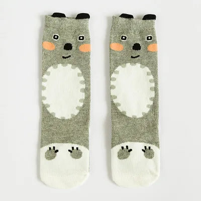 1 paio Unisex Lovely Cute Cartoon Fox Kids baby Socks Knee Girl Boy Baby Toddler Socks animal infant Soft Cotton Socks Leg Warm