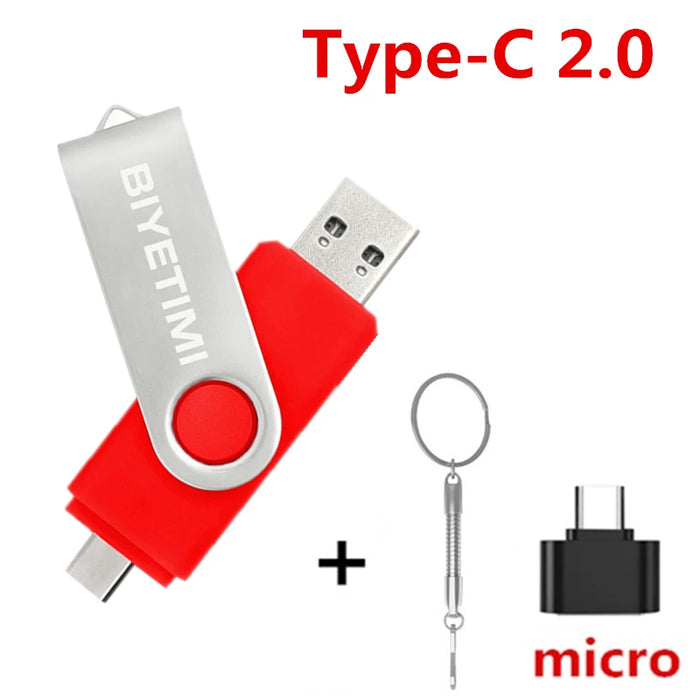 Tipo C Biyetimi Unità Flash Usb 2.0 128gb pendrive 64gb флэш-накопител bastone 32G 16gb Tipo-c Pen Drive 4G per il Telefono Del PC regalo