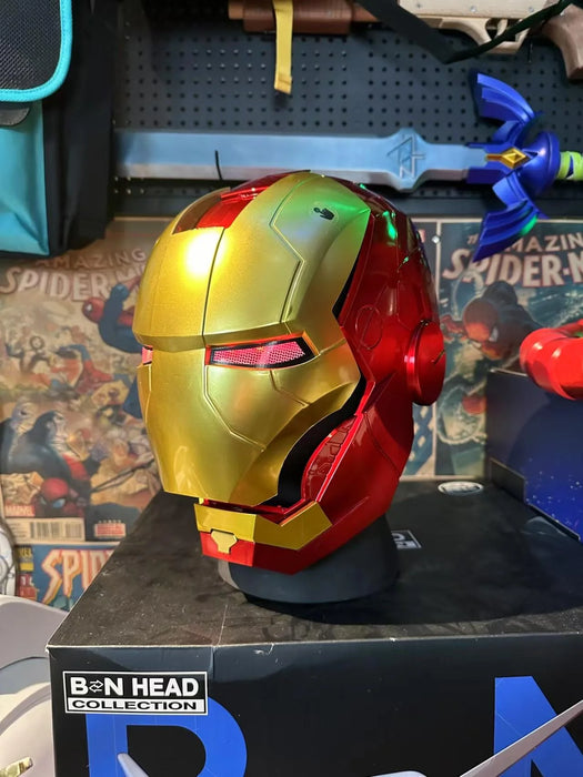 2025 New Iron Man Helmet Mk5 Jarvis Helmet Luminous Manual Opening And Closing Wearable Cool Children'S Cosplay Mask Toy Gift