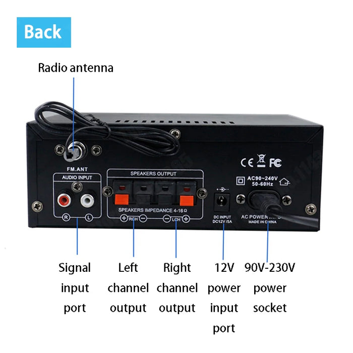 G919H AK45 Bluetooth 5.0 amplificatore Audio 2.0CH amplificatori di potenza Subwoofer amplificatore Audio hi-fi ricevitore amplificatore Stereo FM USB