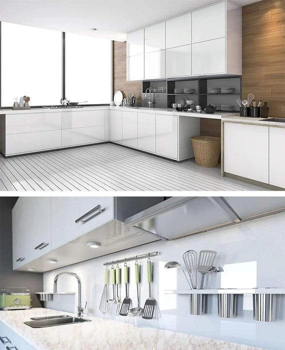 PVC Pearl Film impermeabile carta da parati stanza fai da te autoadesivo nero/bianco armadio cucina pasta lucida mobili adesivi murali