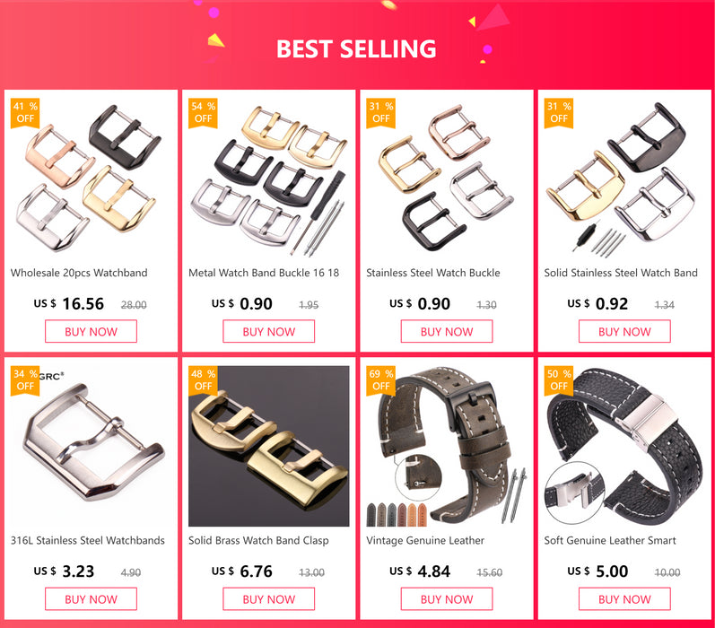 Fibbia ad ardiglione per orologio in acciaio inossidabile spazzolato medio 16mm 18mm 20mm 22mm Accessori per chiusura cinturino per cinturino in pelle argento oro nero