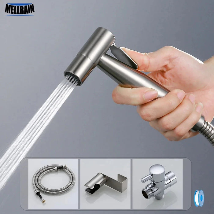 Set di spruzzatori per bidet portatili per wc rubinetto per Bidet a mano in acciaio inossidabile per bagno spruzzatore a mano soffione doccia autopulente