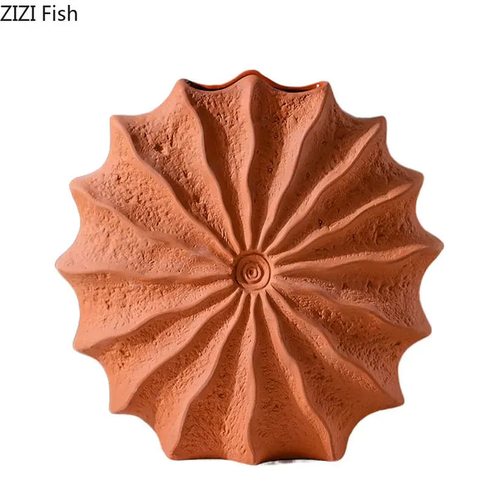 Minimalismo vaso in ceramica a forma di conchiglia vasi floreali idroponici vasi di fiori di conchiglia arancione disposizione dei fiori decorazione della scrivania