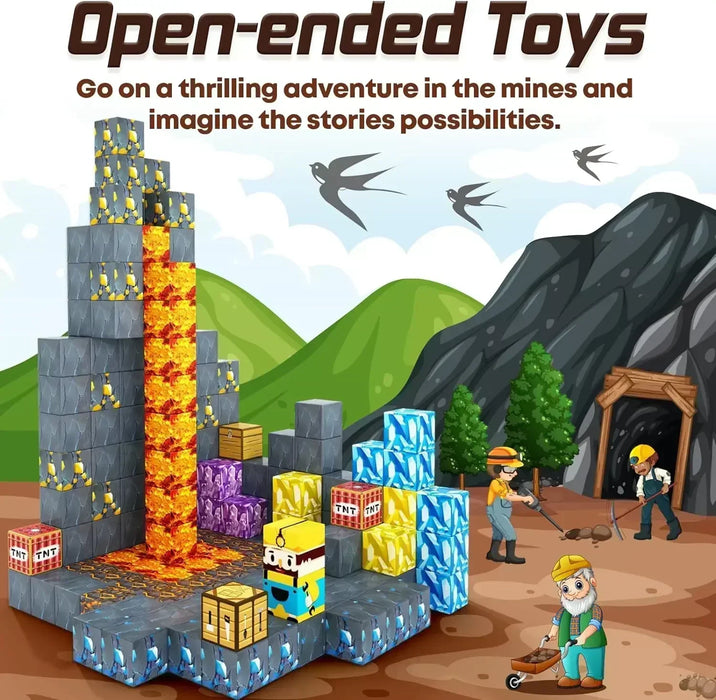 Blocchi magnetici Mine World Set cubo magnetico per ragazzo ragazza bambino età 3+ modello fai da te bambini stelo stelo giocattolo sensoriale regalo