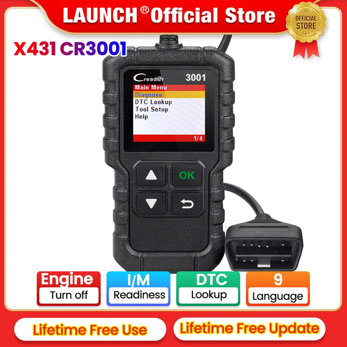 LANCIO X431 CR3001 Strumenti diagnostici OBD2 completi per auto Lettore di codici professionale automobilistico Scanner Controllo motore Aggiornamento gratuito pk ELM327
