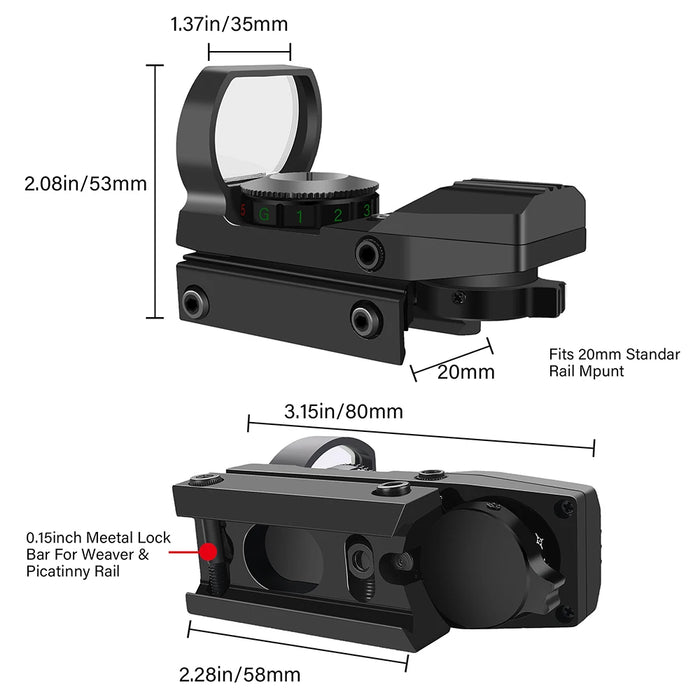 Hot 20mm Rail Cannocchiale da puntamento Ottiche da caccia Olografico Red Dot Sight Reflex 4 Reticolo Scope Collimatore Sight