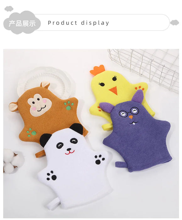 Guanti da bagno per bambini per bambini piccoli Spazzola da doccia a forma di animale dei cartoni animati Panno per il bagno per bambini Lavare il massaggio della doccia pulito