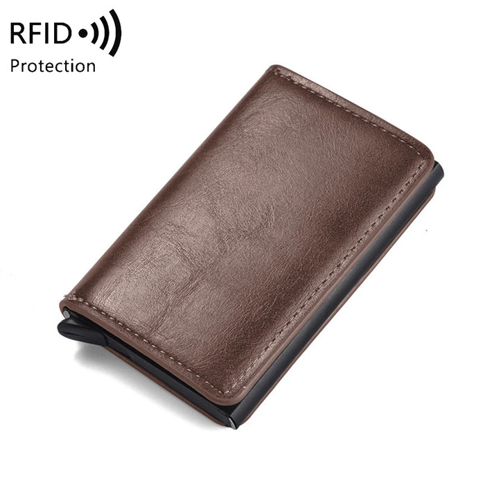 Spazzola antifurto porta carte di credito ultrasottile porta carte in lega di alluminio portafoglio multi-slot da uomo in metallo.-zmt