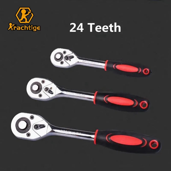Krachtige 1/4" 3/8" 1/2" Chiave a cricchetto 24 denti per presa a sgancio rapido Chiave a testa quadrata Utensili manuali