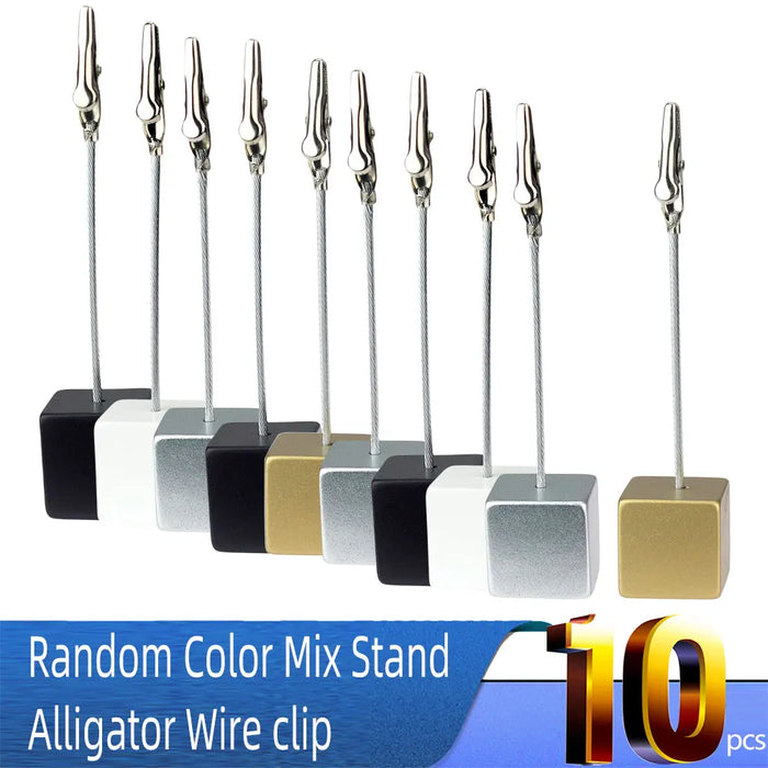 Clip per foto in filo di alligatore con supporto per cubo colorato, porta biglietti memo, bomboniera per feste di matrimonio da tavolo, morsetto per note regalo personalizzato