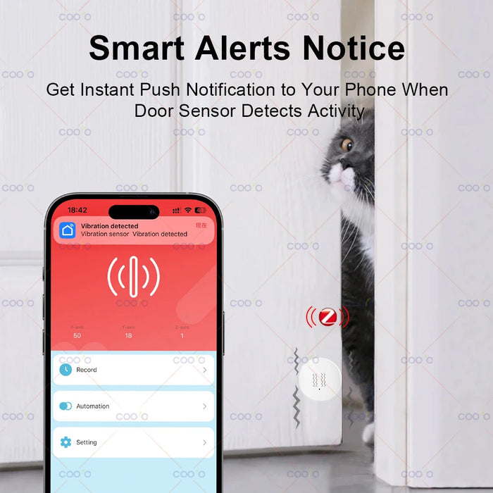 Tuya ZigBee sensore di inclinazione a vibrazione intelligente monitoraggio in tempo reale allarme di rilevamento della finestra della porta sistema di protezione della sicurezza domestica intelligente