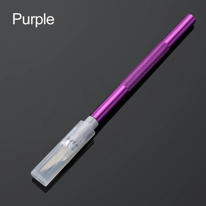 Kit di strumenti per coltelli da bisturi in metallo antiscivolo Coltelli artigianali per incisione + 5 lame per telefono cellulare PCB Utensili manuali per riparazione fai-da-te