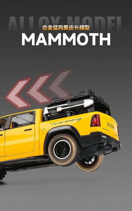1:32 Dodge RAM 1000 TRX Mammoth Picku Modello di auto in lega Suono e luce Tirare indietro Giocattolo per bambini da collezione Regalo di compleanno