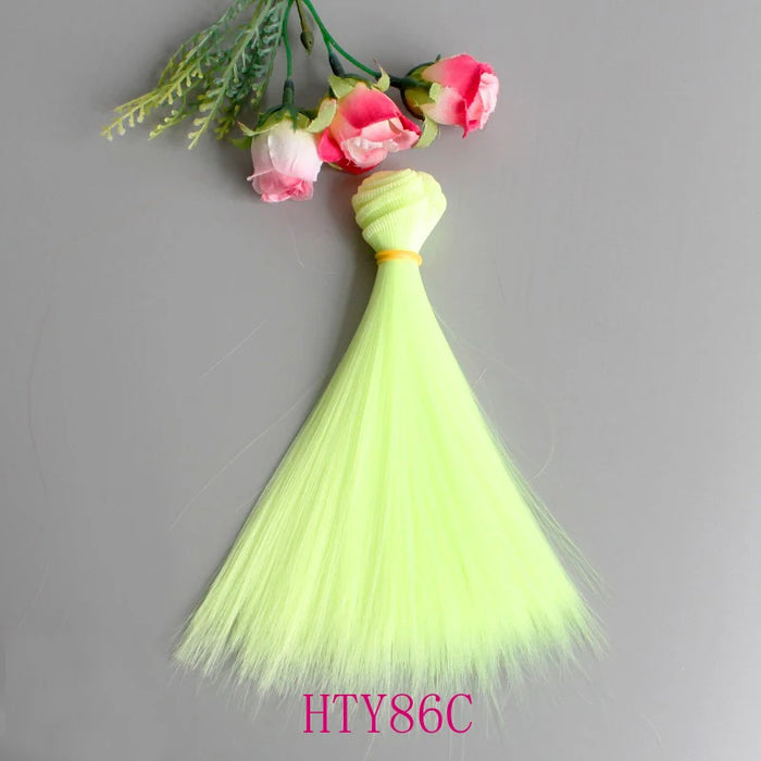 1 pz Capelli della bambola 15 cm 25 cm Rosa Giallo Viola Verde Blu Colore Parrucche per bambole diritte per accessori fai da te fatti a mano russi