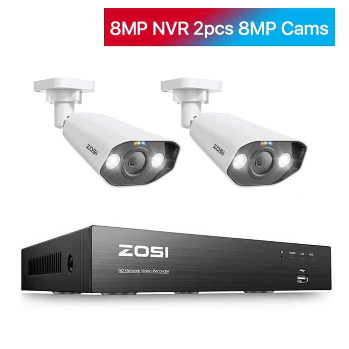 ZOSI 8CH POE Kit di videosorveglianza 4K 8MP 5MP Super HD Telecamere IP esterne AI Starlight Visione notturna Sistema di telecamere di sicurezza CCTV