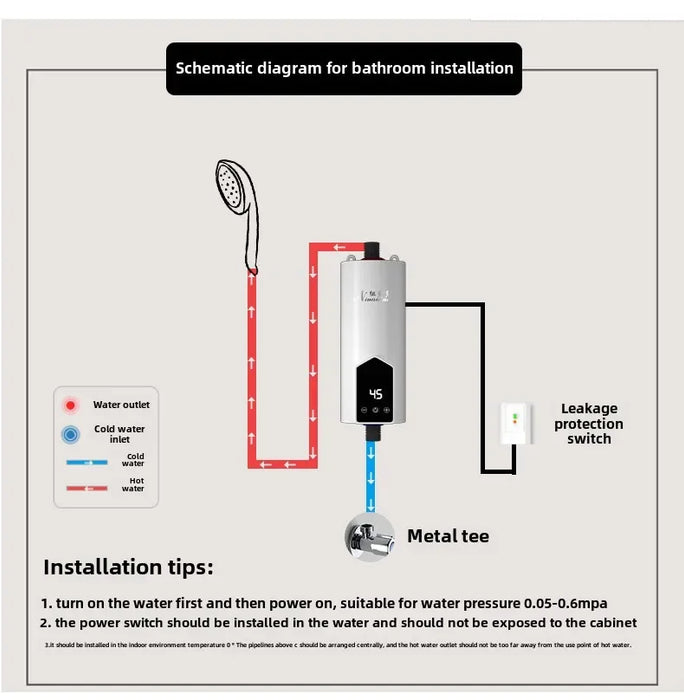 Scaldabagno istantaneo 220V 3000W-5500W Riscaldatori elettrici portatili per bagno Doccia acqua calda e riscaldamento cucina domestica