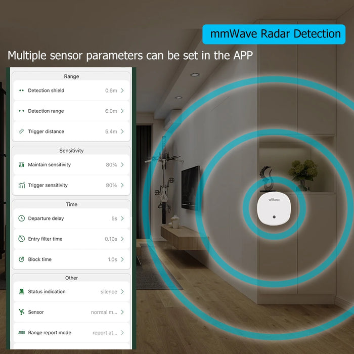 ZigBee/WiFi MmWave sensore di presenza umana movimento Radar rilevamento del movimento del corpo con illuminamento Tuya Smart Life Home Assistant