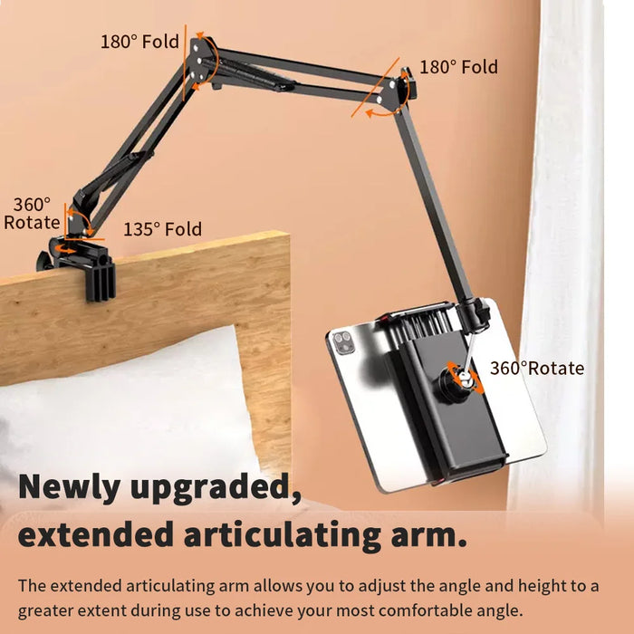 Supporto per Tablet per letto con braccio in metallo da 90cm supporto per Tablet da letto rotante a 360 ° per supporto per iPad staffa per Tablet da 4.5 ~ 11 pollici