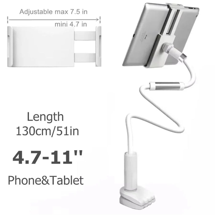 Supporto flessibile per tablet con braccio lungo per scrivania da letto Supporto per tablet per telefono da 5-11 '' per Xiaomi Huawei Samsung Teclast Supporto per linguetta per iPad