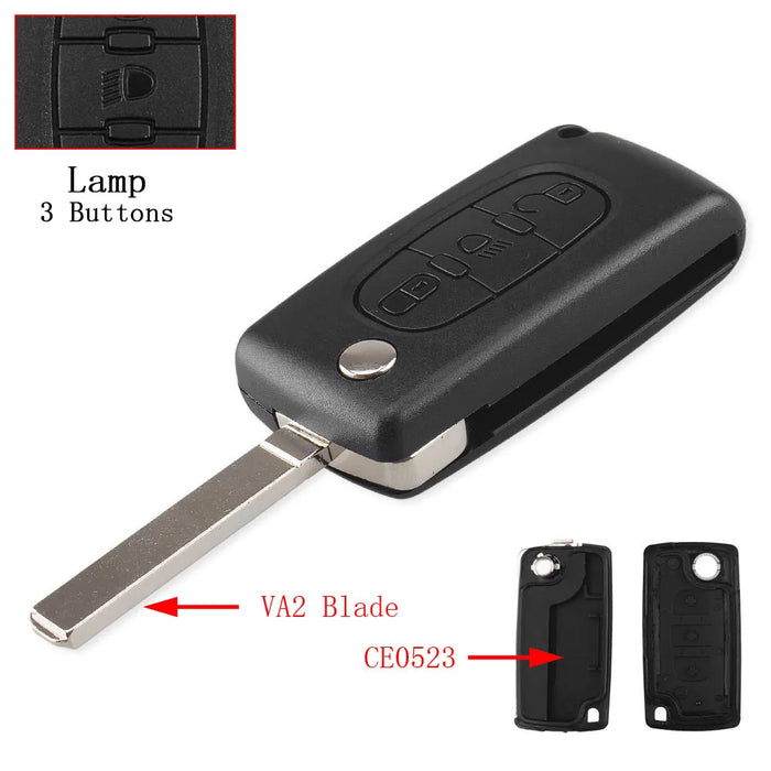 KEYYOU Per Citroen C2 C3 C4 C5 C6 C8 3 Bottoni Flip Chiave A Distanza Dell'automobile Della Copertura Della Cassa Borsette Fob VA2 Lama CE0523