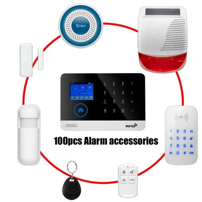 accessori di sicurezza completi per la sicurezza domestica della famiglia Sistema di allarme GSM WIFI PSTN NUOVA sirena wireless Sensore di gas di fumo antincendio