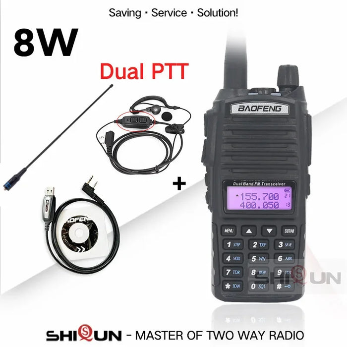 Aggiornamento BaoFeng UV-82 8W Opzionale 5W Baofeng UV 82 Walkie Talkie 10 KM Baofeng 8W Ham Radio 10KM Dual PTT 82HP UV-9R GT-3TP UV-5R