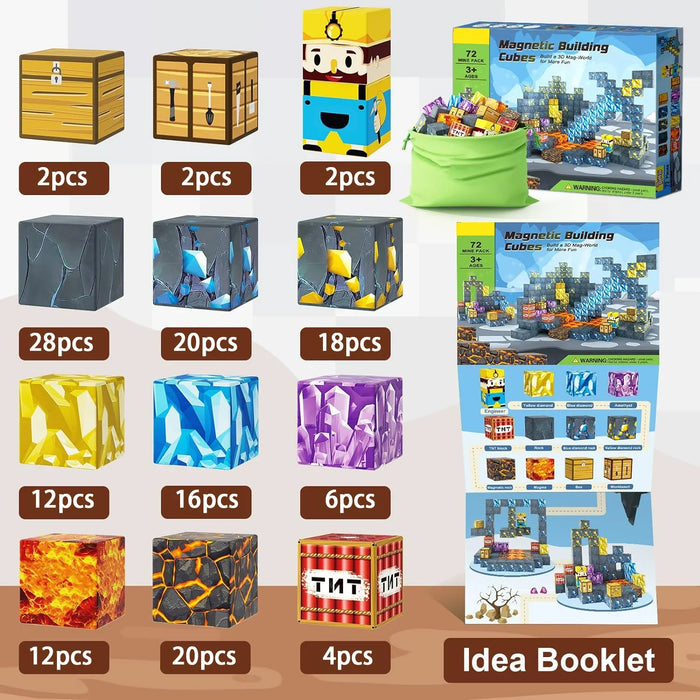 Blocchi magnetici Mine World Set cubo magnetico per ragazzo ragazza bambino età 3+ modello fai da te bambini stelo stelo giocattolo sensoriale regalo