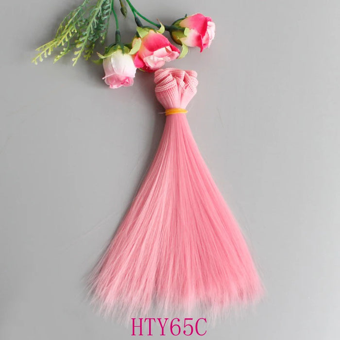 1 pz Capelli della bambola 15 cm 25 cm Rosa Giallo Viola Verde Blu Colore Parrucche per bambole diritte per accessori fai da te fatti a mano russi