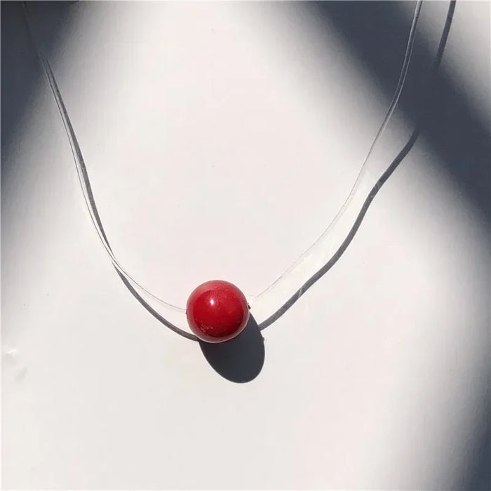 SUMENG Nuova personalità moda quadrata imitazione perla cristallo zircone collana invisibile trasparente lenza da donna