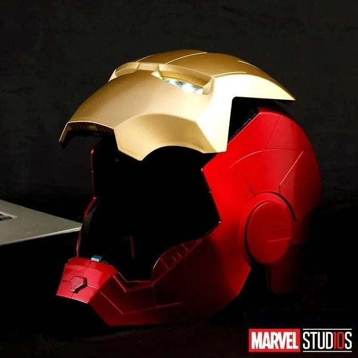 Casco Iron Man MK Jarvis cappa con apertura e chiusura automatica indossabile, cappuccio luminoso deformabile, giocattolo con braccio meccanico