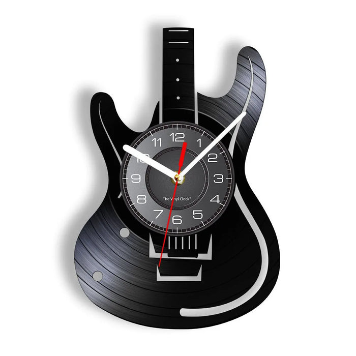 Chitarra acustica Wall Art orologio da parete strumento musicale Home Interior Wall Decor vinile Record orologio da parete Rock n Roll regalo musicale