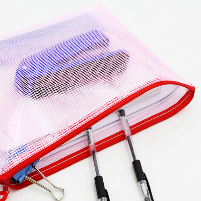 Adesivi natalizi borsa con cerniera in rete A5, borsa per la conservazione dei documenti, cartella impermeabile e antistrappo, forniture mobili per ufficio per studenti