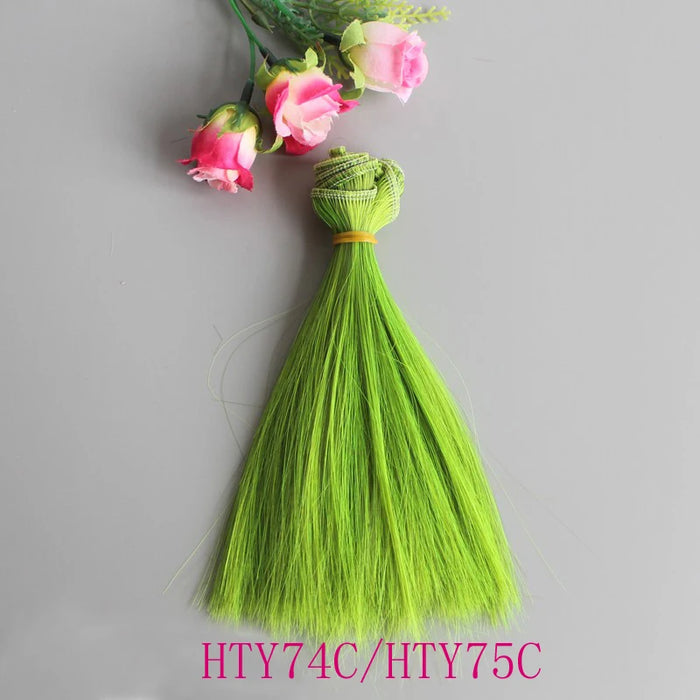 1 pz Capelli della bambola 15 cm 25 cm Rosa Giallo Viola Verde Blu Colore Parrucche per bambole diritte per accessori fai da te fatti a mano russi