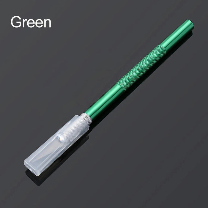 Kit di strumenti per coltelli da bisturi in metallo antiscivolo Coltelli artigianali per incisione + 5 lame per telefono cellulare PCB Utensili manuali per riparazione fai-da-te