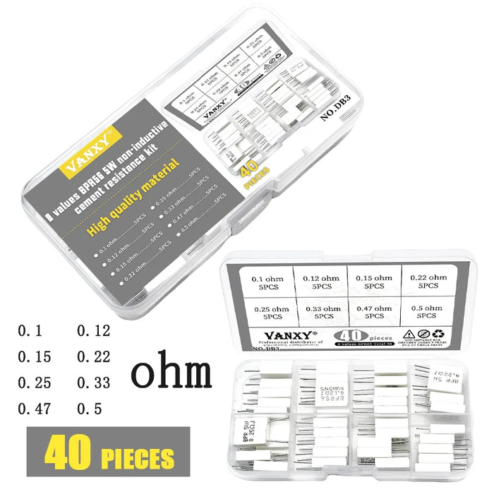 10pcs BPR56 5W 0.001 0.1 0.15 0.22 0.25 0.33 0.5 ohm Non-induttiva Resistenza di Cemento Ceramico 0.1R 0.15R 0.22R 0.25R 0.33R 0.5R