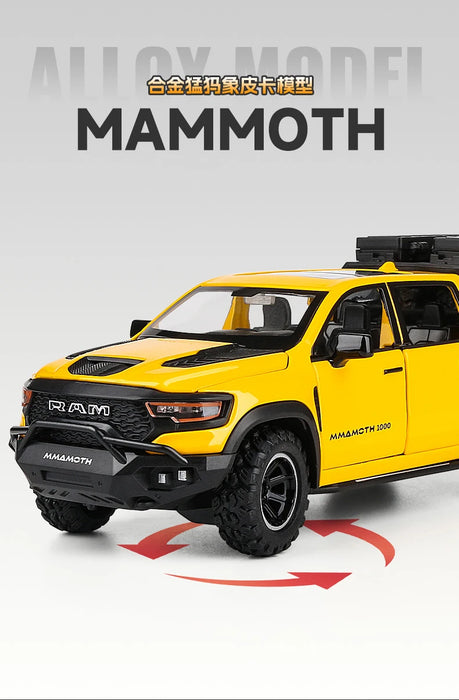1:32 Dodge RAM 1000 TRX Mammoth Picku Modello di auto in lega Suono e luce Tirare indietro Giocattolo per bambini da collezione Regalo di compleanno