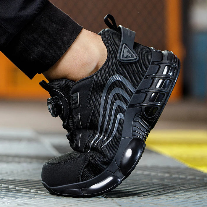 Nuove scarpe antinfortunistiche da uomo con bottone rotante, scarpe da lavoro anti-impatto e anti-perforanti, scarpe sportive da uomo alla moda e pro di sicurezza