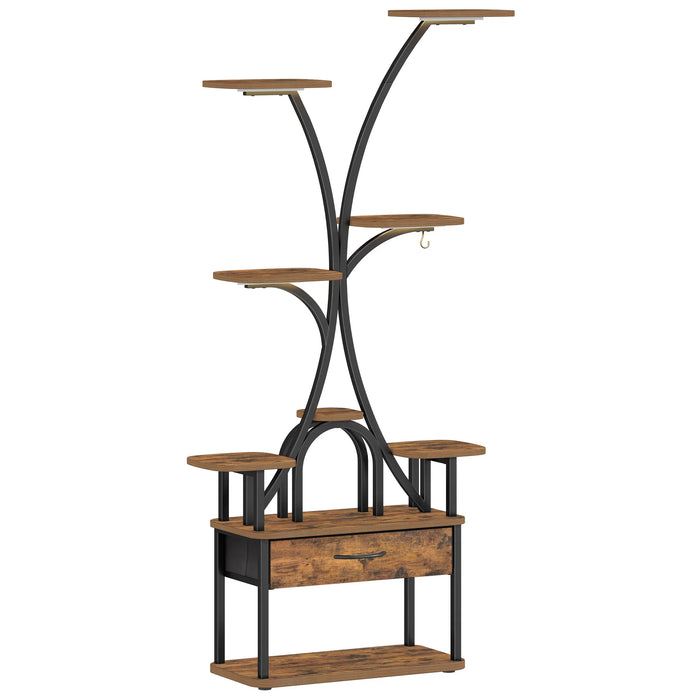 Supporto per Piante con Luce di Crescita, Espositore a 9 Livelli con 4 Luci LED R-G, Colore e Temporizzazione Regolabili, Ideale per Balcone