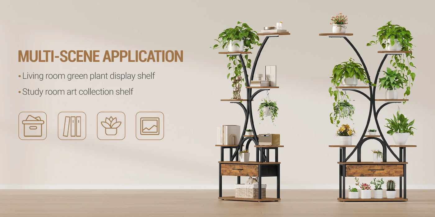 Supporto per Piante con Luce di Crescita, Espositore a 9 Livelli con 4 Luci LED R-G, Colore e Temporizzazione Regolabili, Ideale per Balcone