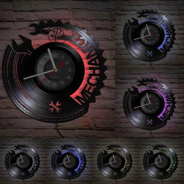 Negozio di riparazione Auto Wall Sign decorativo moderno orologio da parete Auto servizio meccanico officina vinile Record Clock Garage riparatore regalo